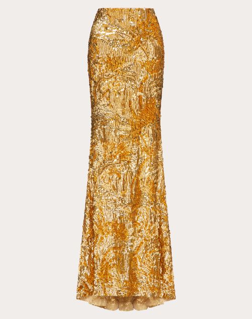 Valentino - Tulle Illusione Embroidered Long Skirt - Gold - Woman - Skirts
