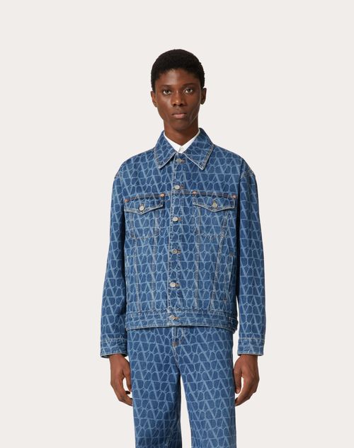 Toile Iconographe Print Denim Jacket for Man in Denim | Valentino US