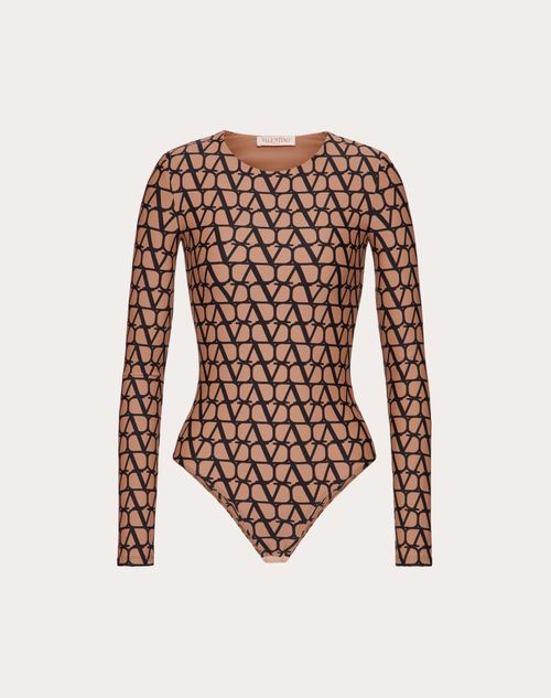 Valentino - Toile Iconographe Jersey Bodysuit - Light Camel/black - Woman - T-shirts And Sweatshirts