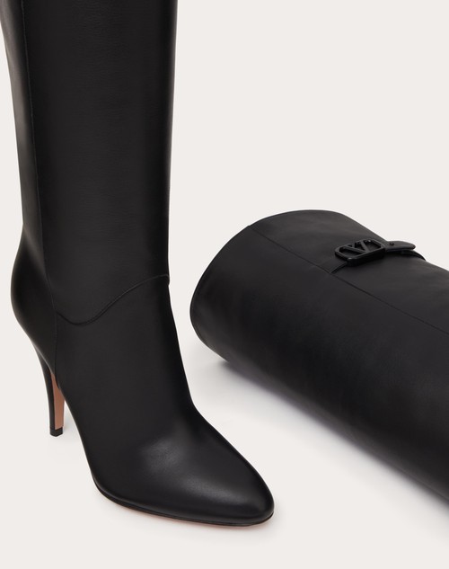 VLogo Signature leather over-the-knee boots