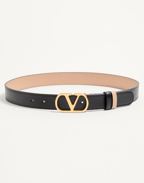 Valentino Garavani - Vlogo Signature Reversible Shiny Calfskin Belt 30 Mm - Black/pink - Woman - Gifts For Her