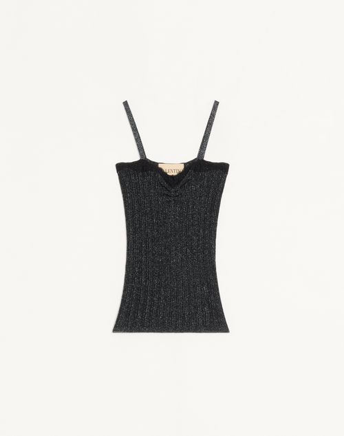 Valentino - Lurex Knit Top - Black/silver - Woman - Shirts And Tops