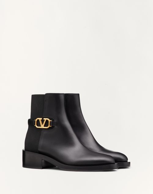 Valentino Garavani - Vlogo Signature Calfskin Ankle Boot 30mm - Black - Woman - Boots&booties - Shoes