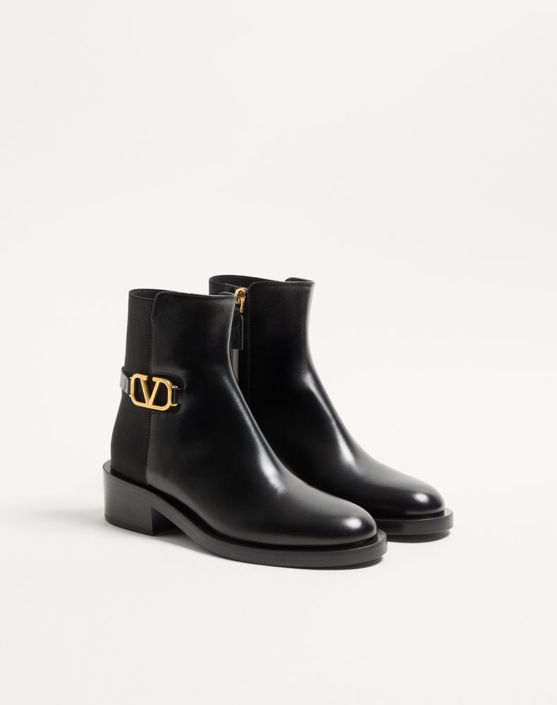 Valentino Garavani Vlogo Signature Calfskin Ankle Boot 30Mm Woman Black 39.5