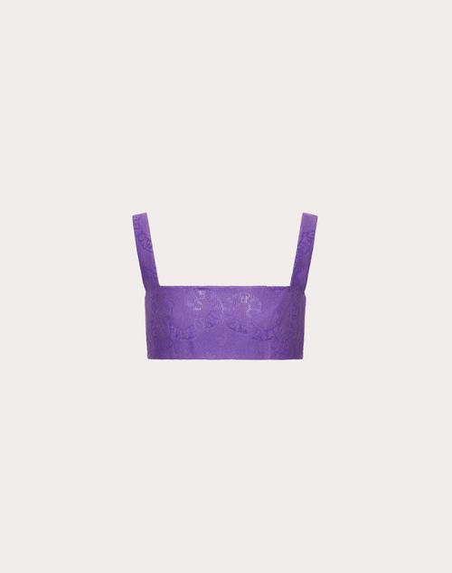 Valentino - Bralette En Guipure De Coton - Astral Purple - Femme - Chemises Et Tops