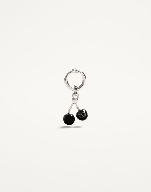 Valentino Garavani - Valentino Garavani Chez Valentino Single Earring In Metal And Enamel - Palladium - Man - Jewellery