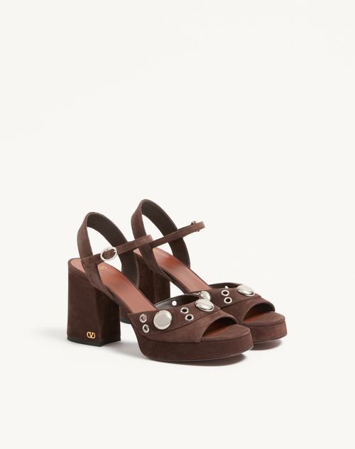 Valentino Garavani - Nellcôte Platform Sandal In Split Leather 90mm - Brown - Woman - Sandals