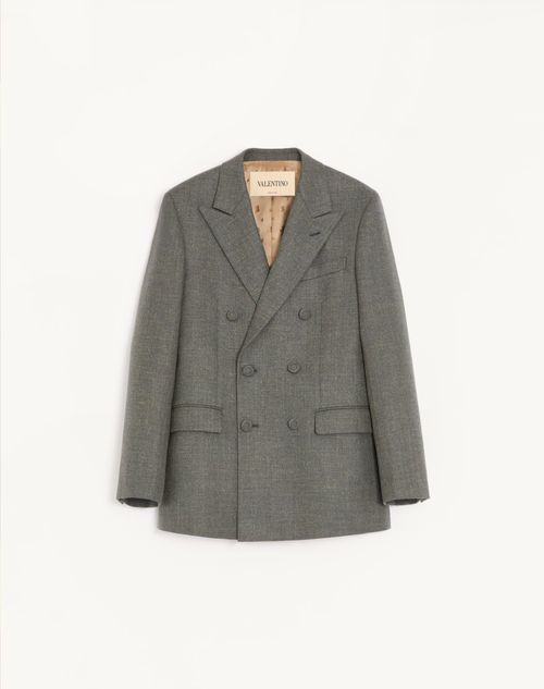 Valentino - Valentino Double-breasted Jacket In Mouliné Wool - Dark Green - Man - Coats And Blazers