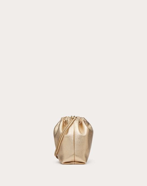 MINI BUCKET BAG VLOGO POUF AUS LEDER IN METALLIC