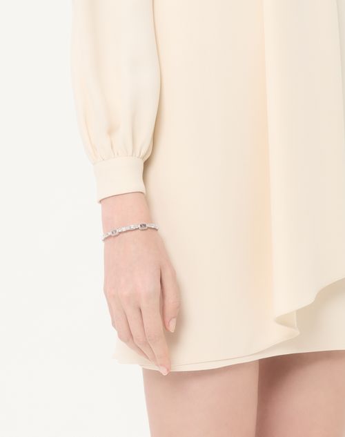 Valentino Garavani - Ovalette Cuff Bracelet In Metal With Swarovski® Crystals - Rhodium/crystal - Woman - Jewellery