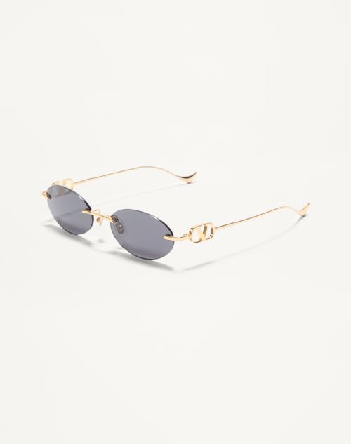 Valentino - Geometric Metal Eyewear - Gold/grey - Woman - Eyewear
