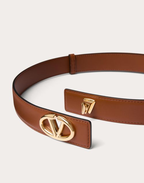 Valentino Garavani - The Bold Edition Vlogo Calfskin Belt 30 Mm - Tobacco - Woman - Belts