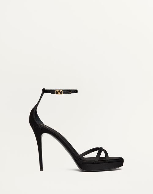 Valentino Garavani - Valentino Garavani Eveninglam Satin Platform Sandal 120mm - Black - Woman - Shoes