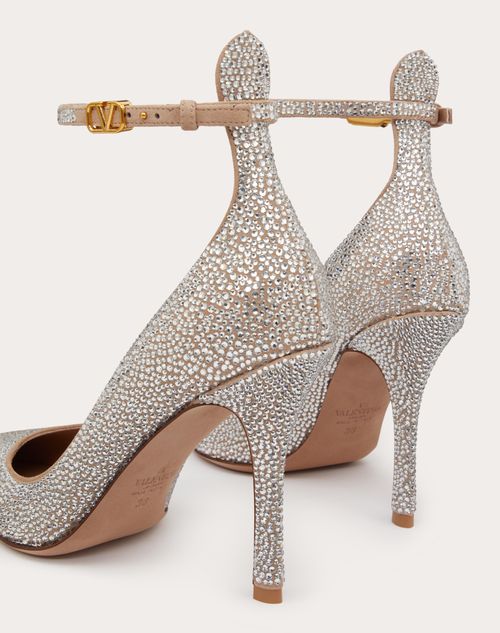 Valentino Garavani Tan-go Pump With Crystals 100mm for Woman in Cannelle | Valentino US