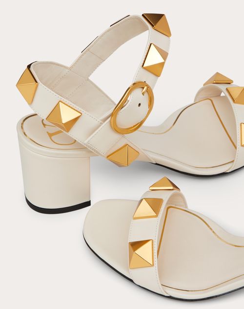 Roman Stud Calfskin Sandal 60 Mm for Woman in Light Ivory ...