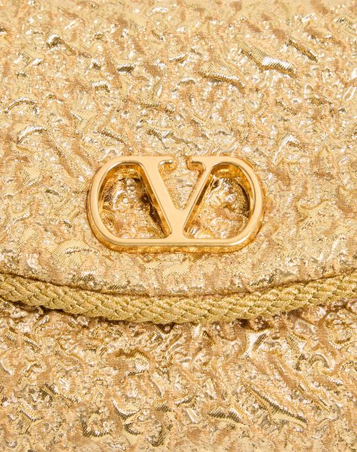 Valentino Garavani - Valentino Garavani Devain Small Shoulder Bag In Cloqué Jacquard Fabric. - Gold - Woman - Shoulder Bags