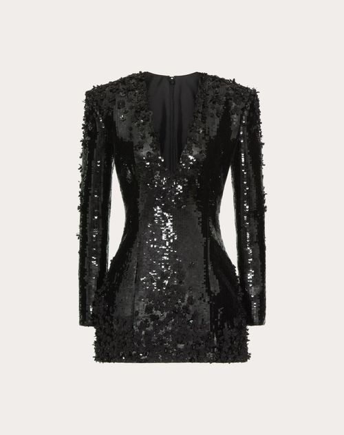 Valentino - Embroidered Crepe Couture Short Dress - Black - Woman - Dresses