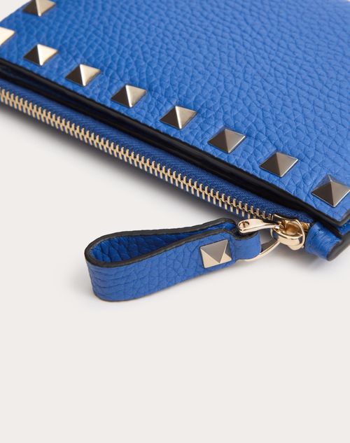 Valentino Garavani - 락스터드 스탐파 알체 카프스킨 지퍼 카드 케이스 - 울트라마린 블루 - 여성 - Wallets & Cardcases - Accessories