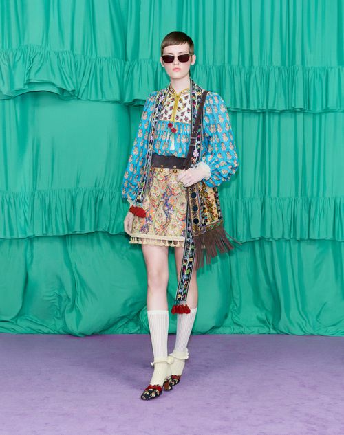 Valentino - Cotton And Lurex Top With Embroidered Petales D'amour Print - Multicolor - Woman - Shirts And Tops