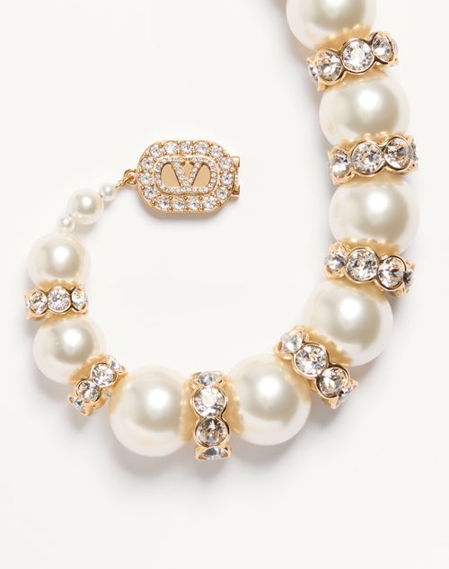 Valentino Garavani - Collar Hypergoutte De Metal Y Resina Con Cristales - Oro/crema/cristal - Mujer - Bisutería