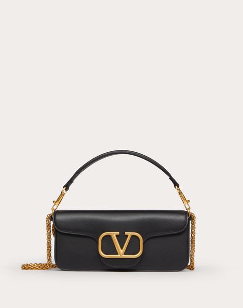 Valentino Garavani - Valentino Garavani Locò Calfskin Shoulder Bag - Black - Woman - Valentino Garavani Loco