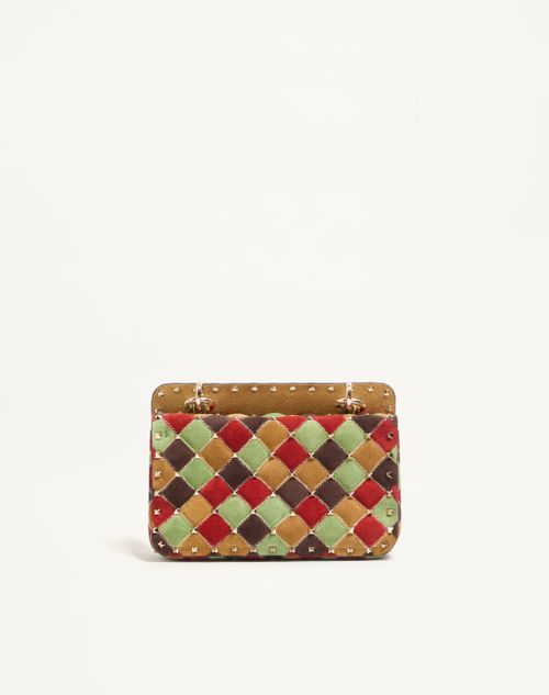 Valentino Garavani - Borsa Piccola Valentino Garavani Rockstud Spike In Suede Patchwork - Multicolor - Donna - Borse A Spalla