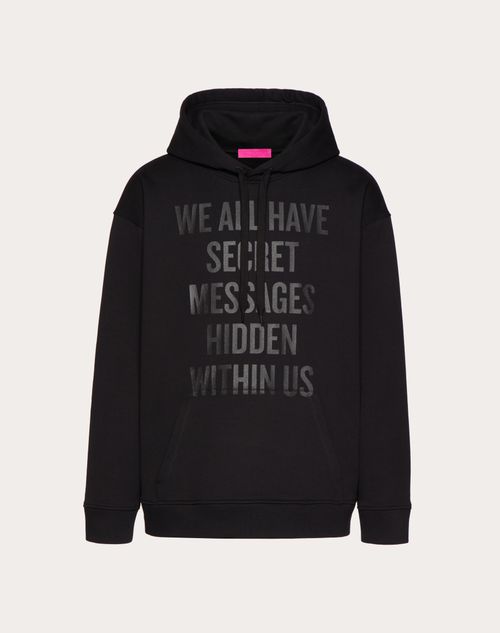 Valentino - Cotton Sweatshirt With « we All Have Secret Messages Hidden Within Us » Print By Douglas Coupland - Black - Man - Shelve - D-coupland Unisex