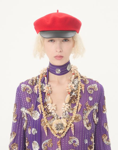 Valentino - フェザー付きエンブロイダリーシフォンドレス - パープル - ウィメンズ - ドレス