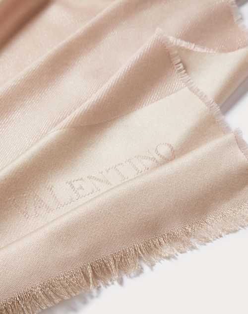 Valentino Garavani - Valentino Lurex Stole In Silk And Cashmere - Poudre - Woman - Soft Accessories