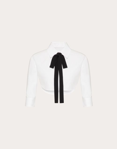 Valentino - Cotton Popeline Shirt - Optic White - Woman - Shirts & Tops