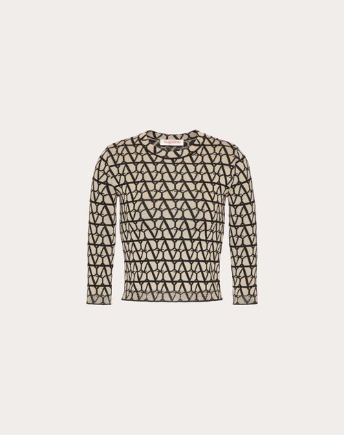 Valentino - Toile Iconographe Wool Jumper - Beige/black - Woman - All About Logo
