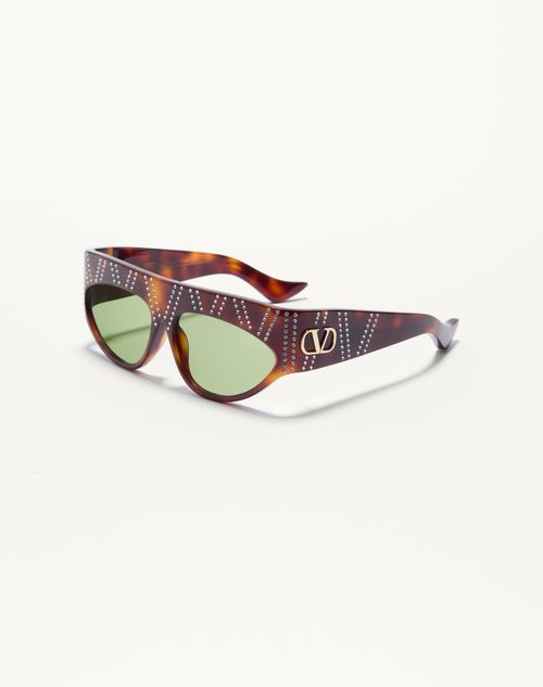 Valentino - Geometric Acetate Eyewear - Havana/green - Unisex - Eyewear