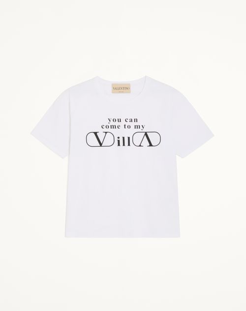 Valentino - Valentino Cotton Jersey T-shirt With You Can Come To My Villa Print - White/ Black - Man - T-shirts And Sweatshirts