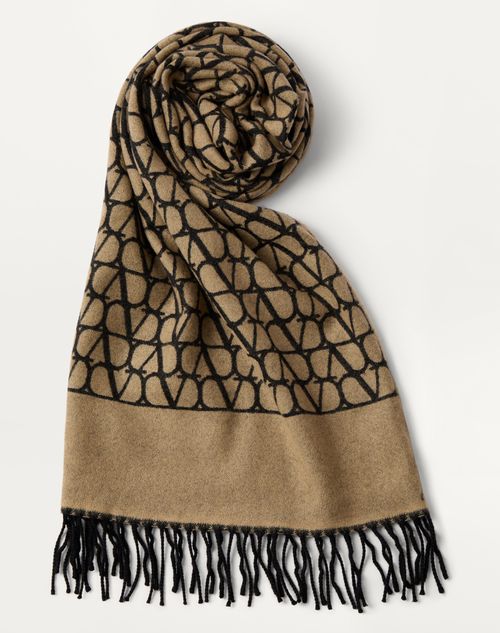 Valentino Garavani - Toile Iconographe Wool And Cashmere Scarf - Beige/black - Man - Soft Accessories