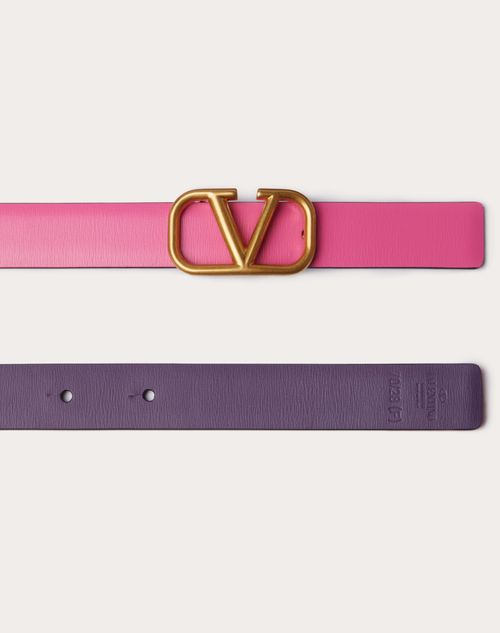 Valentino Pink/Purple Leather VLogo Reversible Belt 80CM Valentino