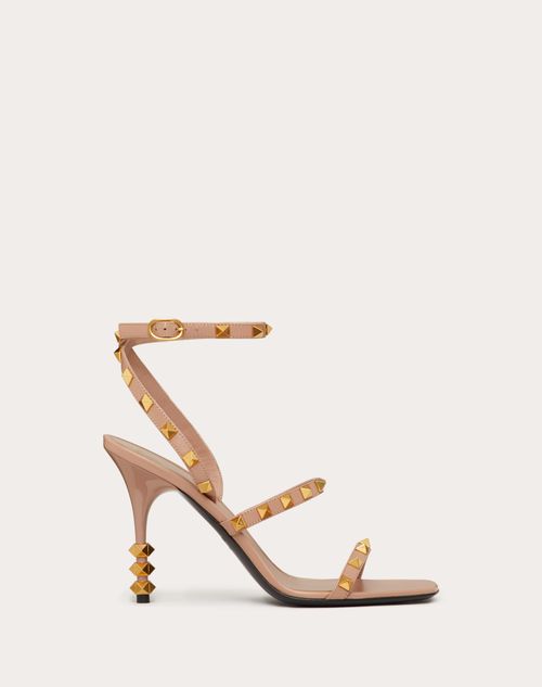 Valentino Garavani - Rockstud Goatskin Sandal With Sculpted Heel 100 Mm - Rose Cannelle - Woman - Woman Sale