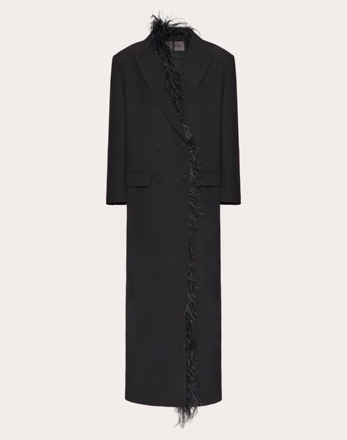 Valentino - Embroidered Dry Tailoring Wool Coat - Black - Woman - Coats And Outerwear
