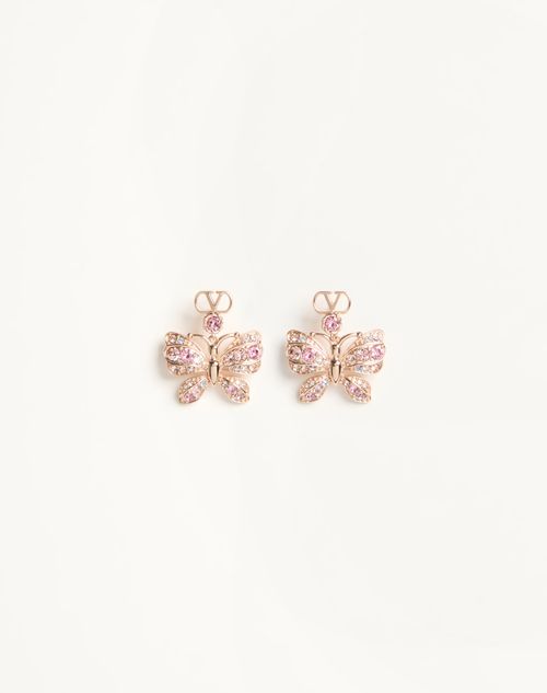 Valentino Garavani - Flutterby Earrings In Metal And Swarovski® Crystals - Rose Gold/crystal - Woman - Accessories