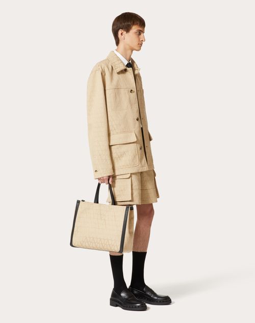 Valentino Garavani - Medium Toile Iconographe Fabric Shopping Bag - Beige/black - Man - Shelf - M Bags - Toile Iconographe