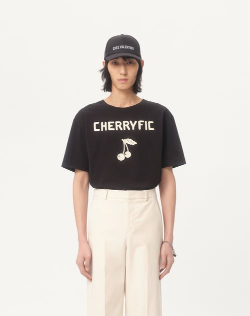 Valentino - Cotton T-shirt With Cherryfic Print - Black/butter - Man - T-shirts And Sweatshirts