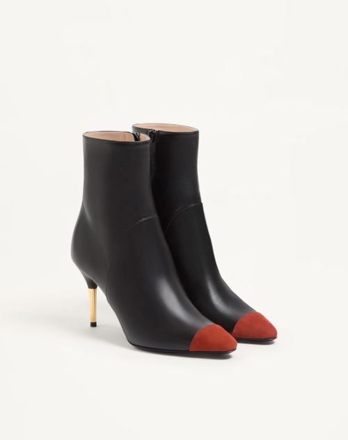Valentino Garavani - Sinead Ankle Boot In Nappa And Suede 85mm - Black/rust - Woman - Shoes