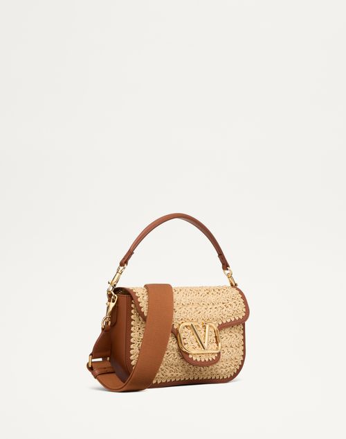 Valentino Garavani - Valentino Garavani Alltime Raffia Shoulder Bag - Natural/saddle Brown - Woman - Shoulder Bags