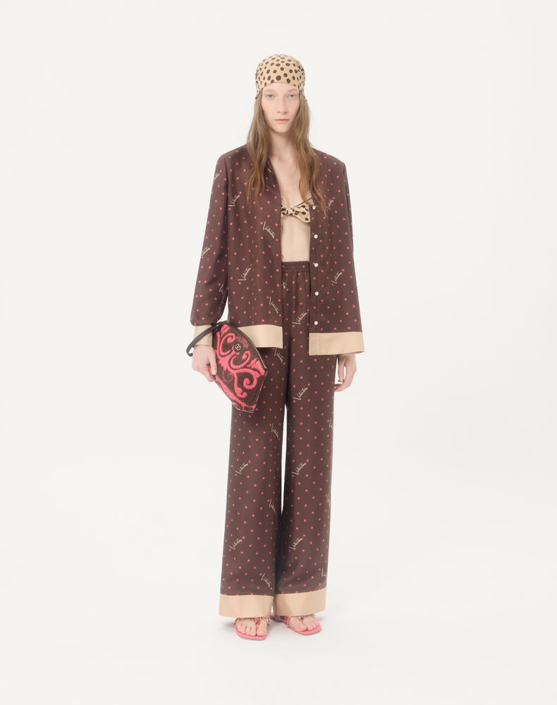 Valentino Stelline Firma Starry Twill Shirt Woman Chocolate/Beige 38