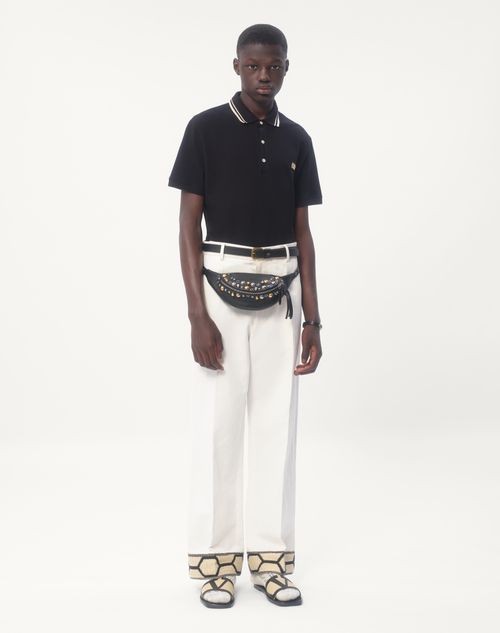 Valentino - Cotton Piqué Polo Shirt With Vlogo Patch - Black - Man - Tshirts And Sweatshirts