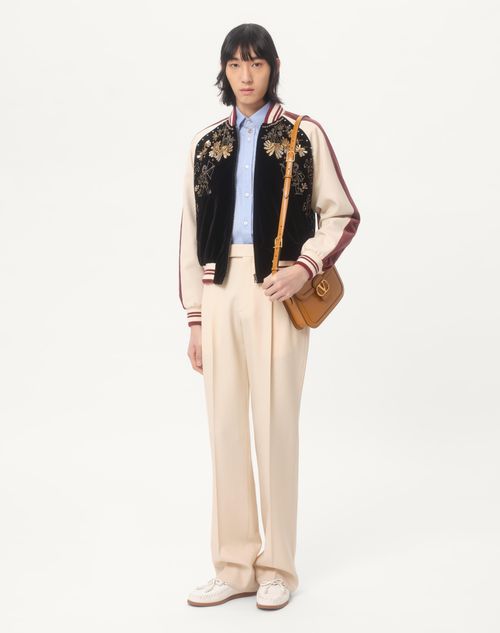 Valentino - Bomber In Velluto Di Cotone Con Ricami Di Paillette E Perline - Nero - Uomo - Giacche E Piumini