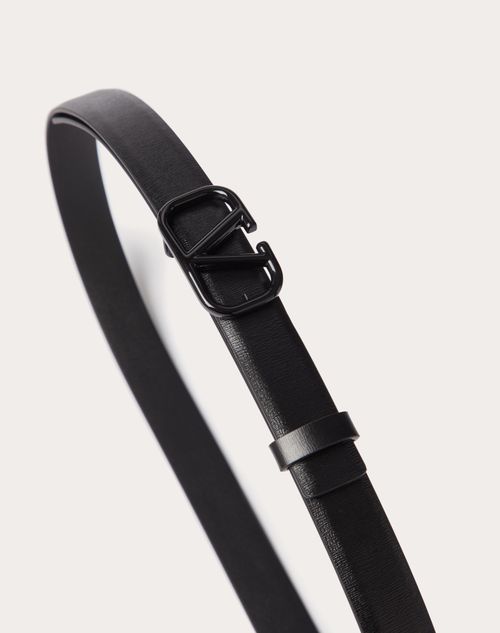 Valentino Garavani - Vlogo Signature Belt In Shiny Calfskin 20mm - Black - Woman - Belts - Accessories