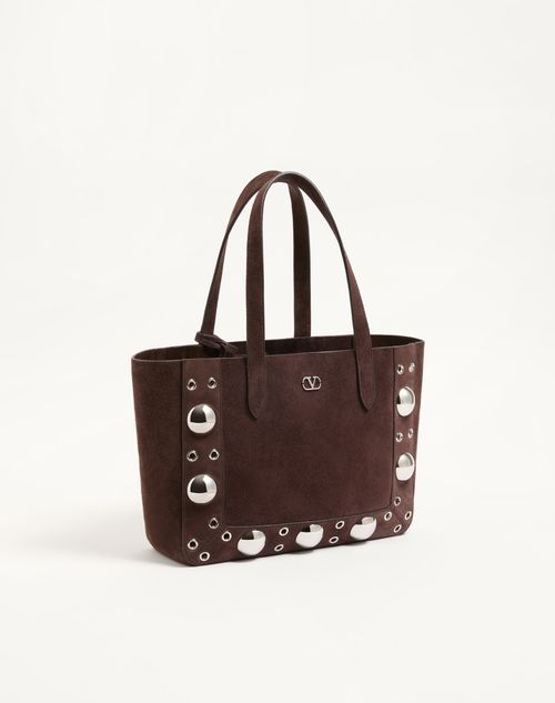 Valentino Garavani - Valentino Garavani Nellcôte Medium Suede Shopping Bag - Brown - Woman - Totes