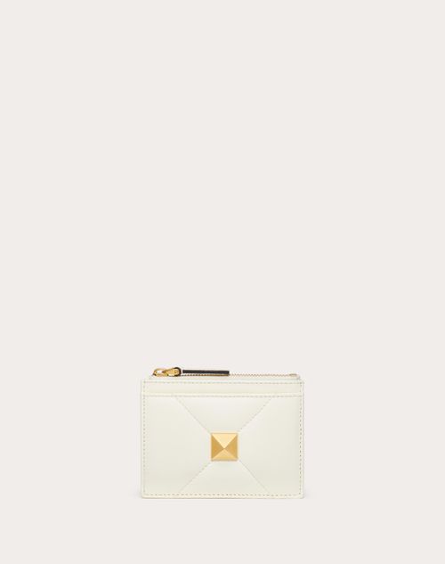 Valentino Garavani - Roman Stud Nappa Leather Coin Purse With Zipper - Ivory - Woman - Wallets And Small Leather Goods
