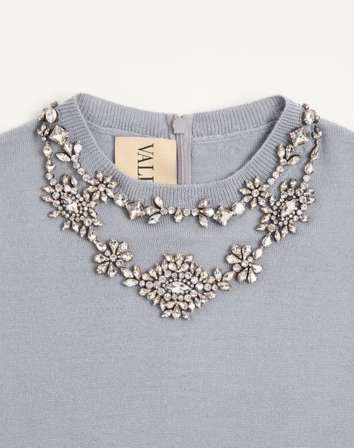 Valentino - Maglia In Lana Ricamata - Grigio - Donna - Maglieria