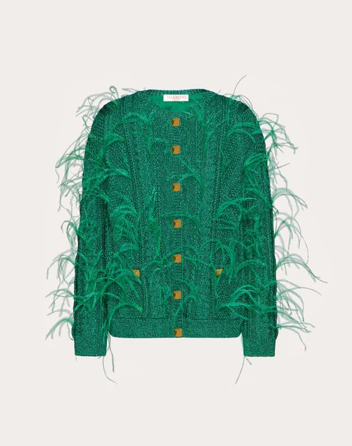 Valentino - Embroidered Lurex Jacket - Green - Woman - Knitwear